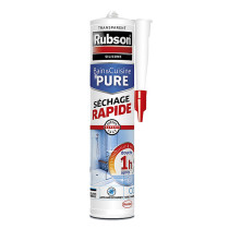 Mastic silicone Bain & cuisine séchage rapide 1h transparent Rubson 280ml