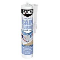 Mastic silicone bain & cuisine translucide facile à lisser Sader 280ml