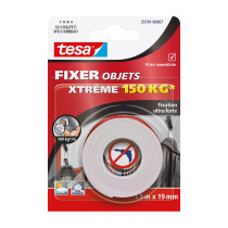 Ruban adhésif fixation objets Xtrême150kg Tesa 1,5m x 19mm
