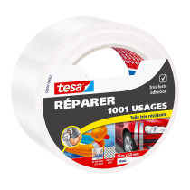 Adhésif toile de réparation 1001 usages blanc Tesa 25m x 50mm