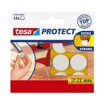 Pack de 12 patins en feutre blanc Tesa diamètre 22mm