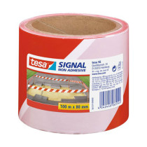 Ruban signalétique rouge et blanc Tesa 100m x 80mm