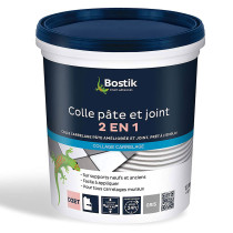 Colle pâte et joint 2 en 1 carrelage gris Bostik 1,5kg