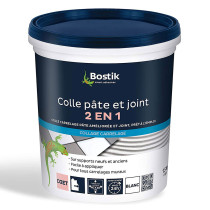 Colle pâte et joint 2 en 1 carrelage blanc Bostik 1,5kg