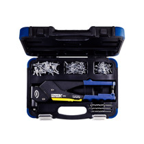 Coffret pince à rivet tête pivotante + 150 rivets Ø 3,2 / 4 / 4,8 + 3 forets
