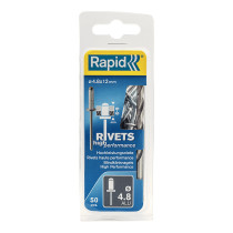 Boite 50 rivets haute performance + foret Rapid - Ø 4.8 x 12mm - aluminium