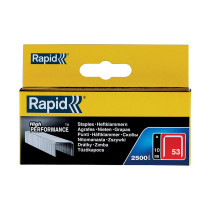 Boite 2500 agrafes fil fin Rapid - 53/10mm - acier galvanisé