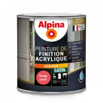 Peinture de finition acrylique Alpina 0,5L satin rouge corail - Fabrication française