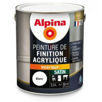 Peinture de finition acrylique Alpina 2,5L satin blanc - Fabrication française