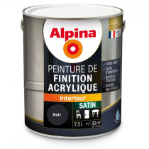Peinture de finition acrylique Alpina 2,5L satin noir - Fabrication française