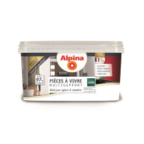Peinture acrylique pièces à vivre Alpina 2,5L satin blanc - Fabrication française