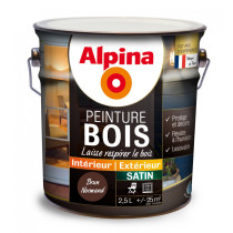 Peinture bois Alpina 2,5L satin brun normand - Fabrication française