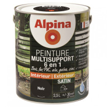 Peinture multi-supports 6 en 1 Alpina 2,5L satin noir - Fabrication française
