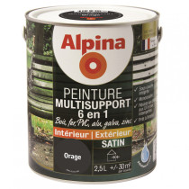 Peinture multi-supports 6 en 1 Alpina 2,5L satin orage - Fabrication française