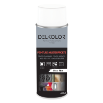 Peinture aérosol multisupport blanc mat RAL 9010 400ml Delkolor