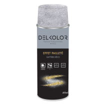 Peinture aérosol multisupport transparente effet pailleté argenté 400ml Delkolor