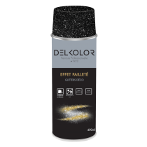 Peinture aérosol multisupport transparente effet pailleté noir 400ml Delkolor