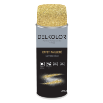 Peinture aérosol multisupport transparente effet pailleté or 400ml Delkolor