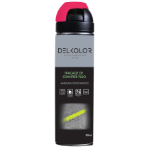 Peinture aérosol traçage de chantier rose fluo 500ml Delkolor