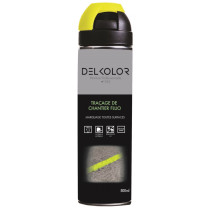 Peinture aérosol traçage de chantier jaune fluo 500ml Delkolor
