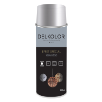 Peinture aérosol effet 100% déco argent 400ml Delkolor