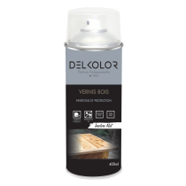 Peinture aérosol vernis bois incolore mat 400ml Delkolor