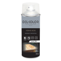 Peinture aérosol vernis bois incolore satin 400ml Delkolor