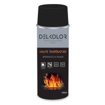 Peinture aérosol haute température noir 400ml Delkolor