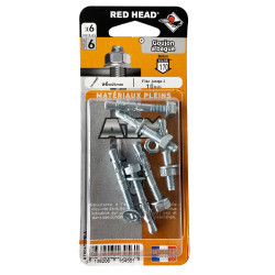 6 chevilles matériaux pleins ATX Ø6 x 45mm Red Head