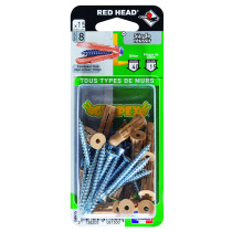 15 chevilles tous supports Grapex Ø8 x 32mm + vis 5 x 50mm Red Head