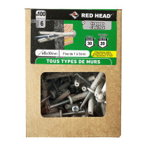 100 chevilles tous supports Frapex M Ø6 x 30mm Red Head