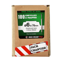 100 chevilles tous supports Frapex M Ø6 x 70mm Red Head