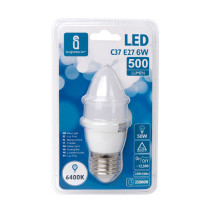 Ampoule LED E27 Flamme 6W (équivalent 50W) - Blanc froid