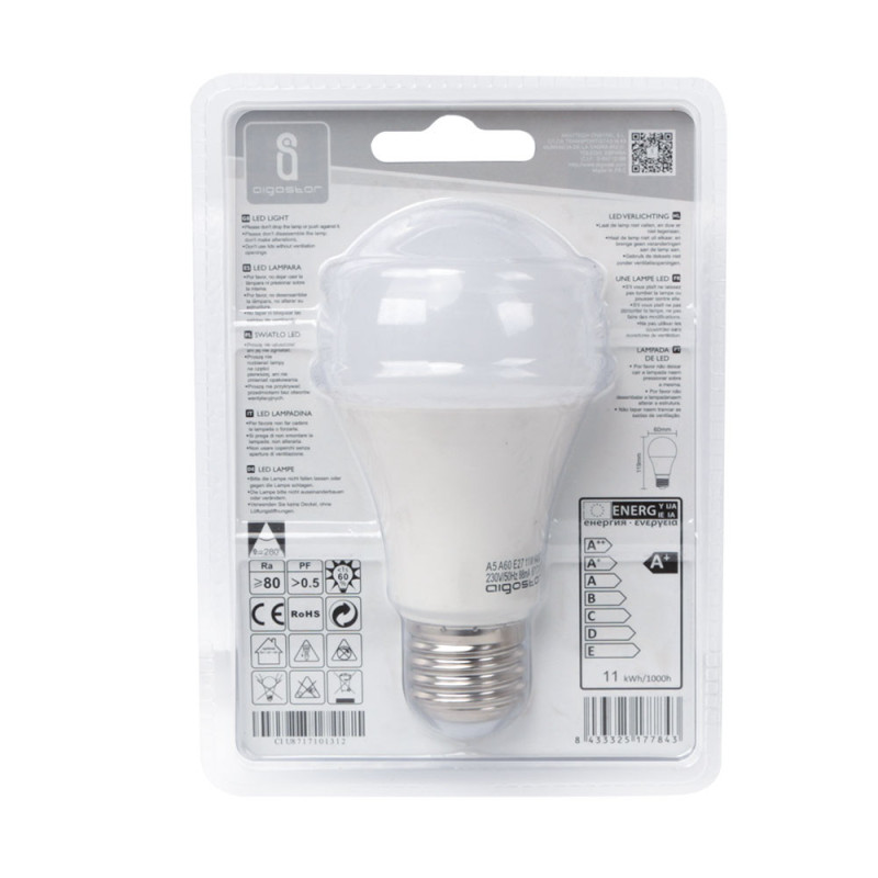 Ampoule LED A60 avec culot standard E27, conso. de 11W