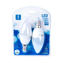 Lot 2 ampoules LED E14 Flamme 6W (équivalent 42W) - Blanc froid