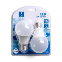 Lot 2 ampoules LED E27 Standard 8W (équivalent 53W) - Blanc froid