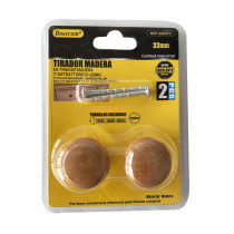 Lot 2 poignées en bois pour meuble 33mm + vis de fixation ajustable