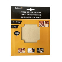Lot 5 feuilles abrasives spécial bois - 27 x 22cm - Grain 120