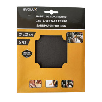 Lot 5 feuilles abrasives spécial métal - 24 x 21cm - Grain 120