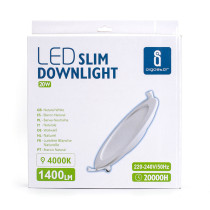 Spot LED 20W à encastrer extra-plat (équivalent 94W) - Blanc chaud