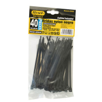 Lot 40 colliers de serrage plastique noir - 3,6 x 100mm