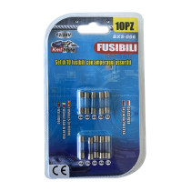Jeu de 10 fusibles en verre pour voiture - 2A / 6.3A