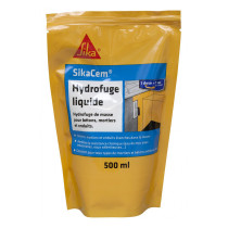 Hydrofuge liquide bétons, enduits, mortiers Sikacem 0,5L Sika