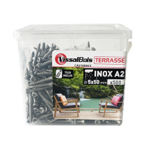 Seau 500 vis terrasse 5 x 50mm tête réduite inox A2 - Vissal