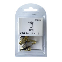 Boite 10 crochets tableau n°2 26 x 7mm + aiguilles laiton - Viswood
