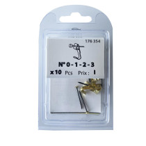 Boite 10 crochets tableau n°0-1-2-3 + aiguilles laiton - Vissal