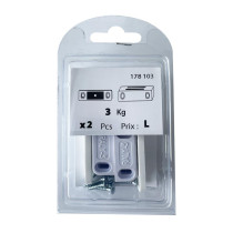 Boite 2 loqueteaux magnétiques + vis 3kg plastique blanc - Vissal