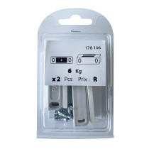 Boite 2 loqueteaux magnétiques + vis 6kg plastique blanc - Vissal