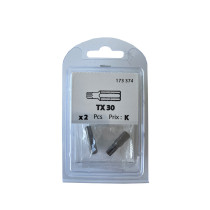 Boite 2 embouts Torx TX30 acier - Viswood