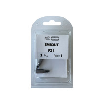 Boite 2 embouts Pozidriv PZ1 acier - Viswood